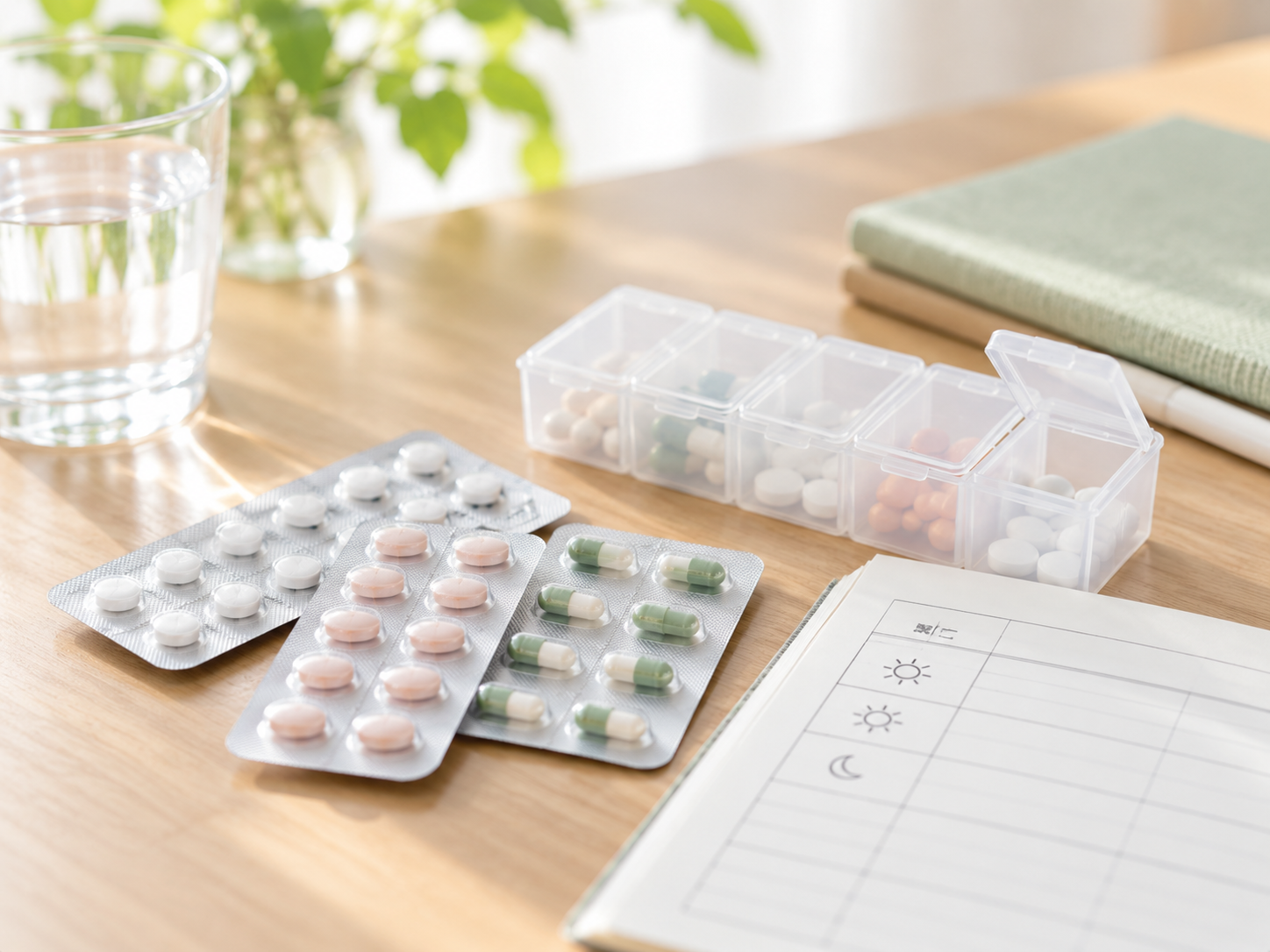 服薬管理のために整理された薬